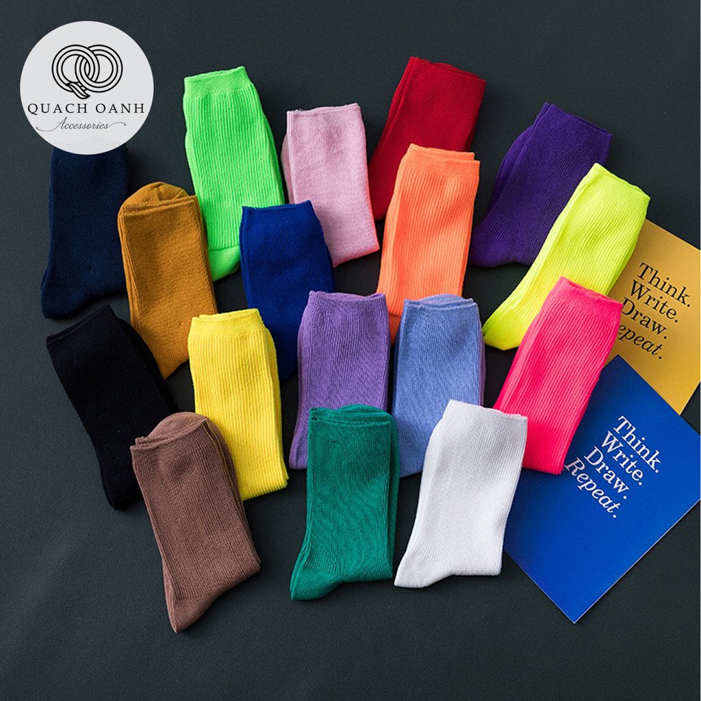 [Mã SKAMCLU8 giảm 10% cho đơn từ 100K] Tất vớ nữ cổ nhún phong cách vintage Hàn Quốc 19 màu - TT01
