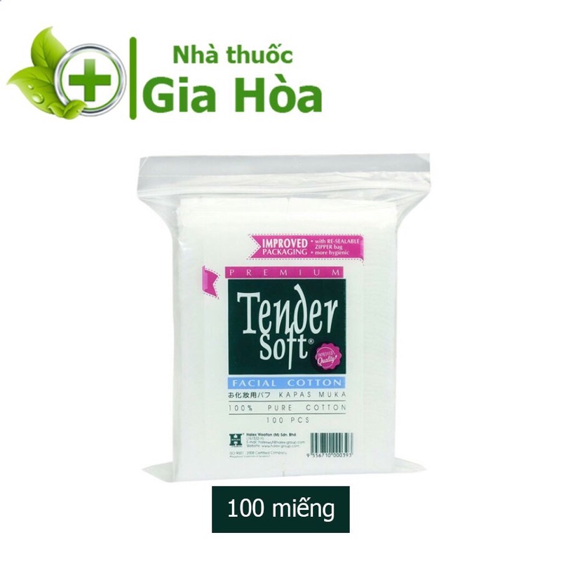 Bông tẩy trang Tender Soft vải mềm, dịu nhẹ, không gây kích ứng giúp làm sạch da (Túi 100 Miếng)