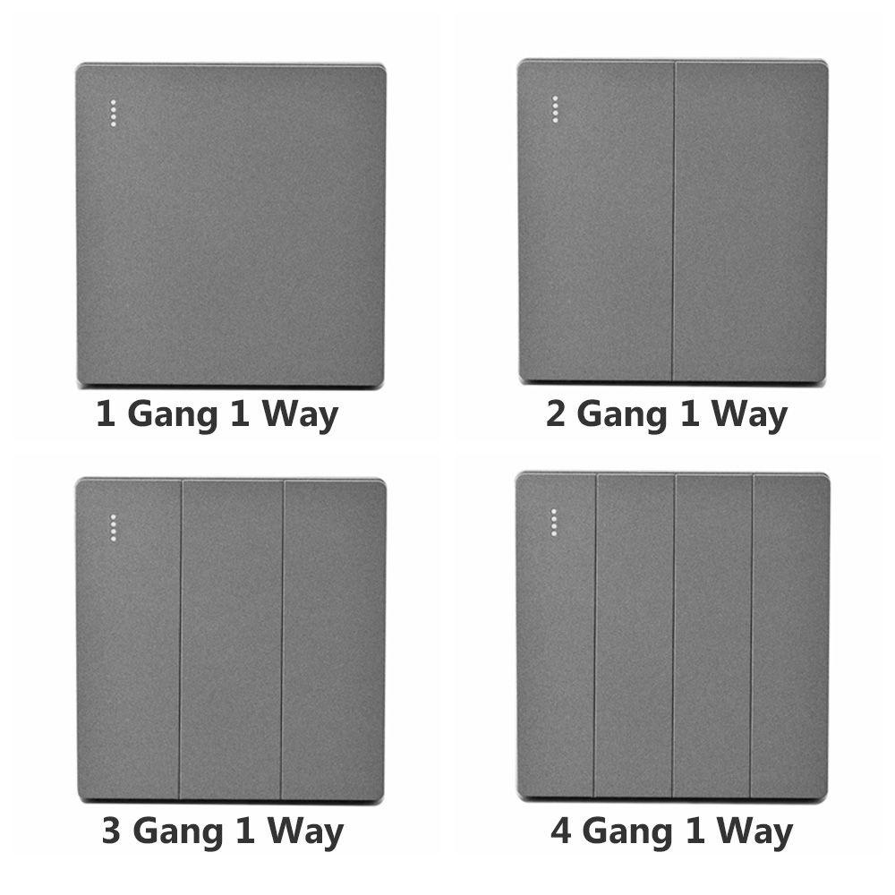 Set 2 Công Tắc Đèn Gắn Tường / Bảng Nút Nhấn Màu Xám Đục Kích Thước Lớn