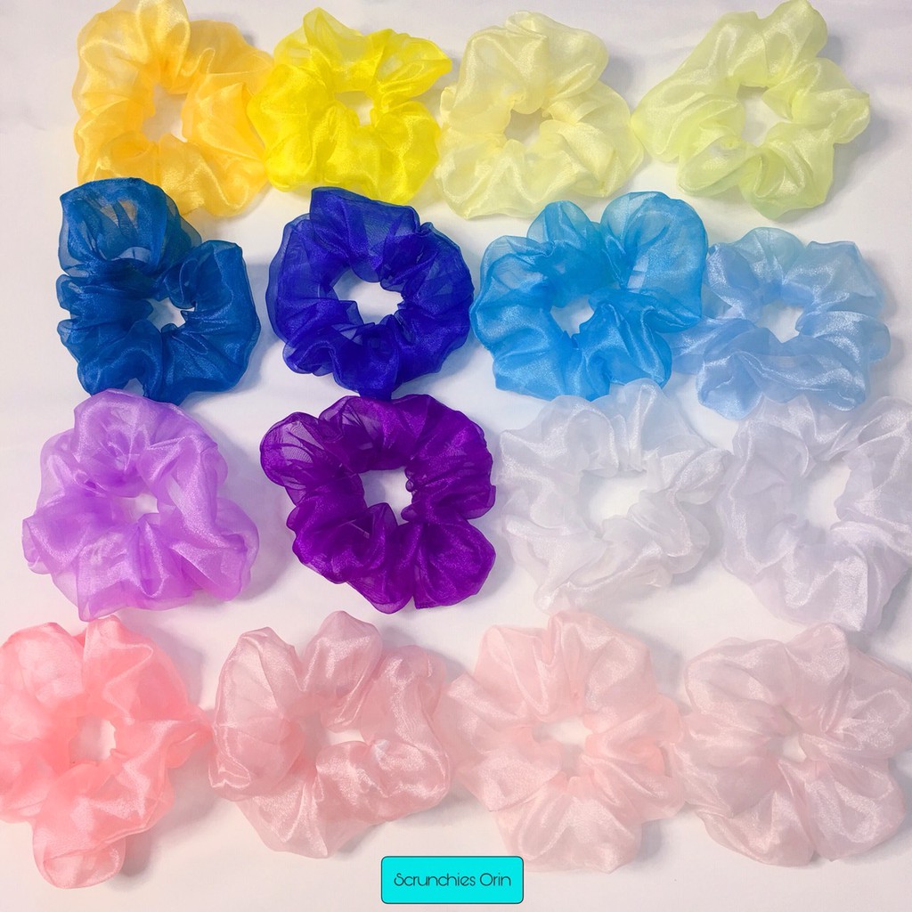 (Ảnh thật) Dây buộc tóc scrunchies voan loại đẹp nhiều màu Orin K1210