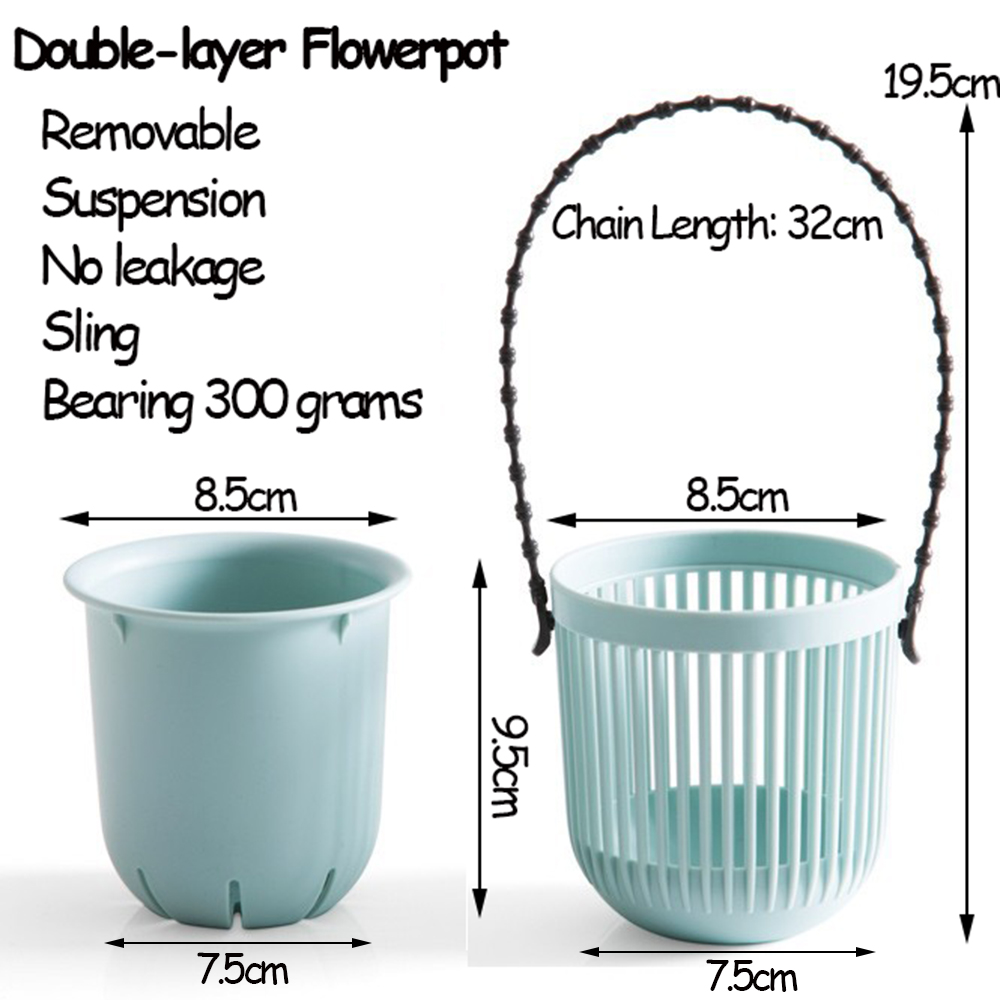 1 Chậu Hoa Bằng Nhựa Nhiều Màu Sắc Hai Lớp Trang Trí Nhà Cửa