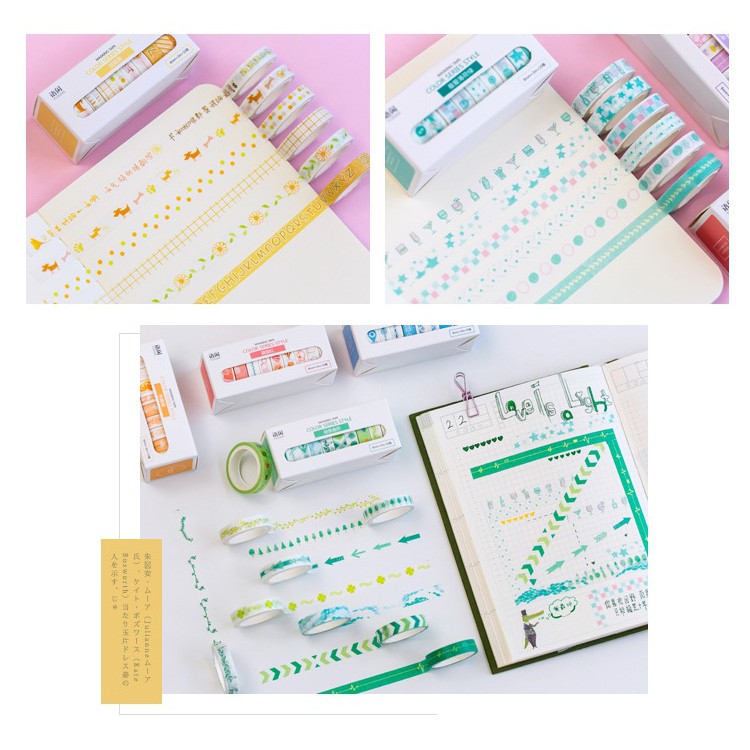 Set 10 cuộn washi tape trang trí scrapbook, sổ planner WST115