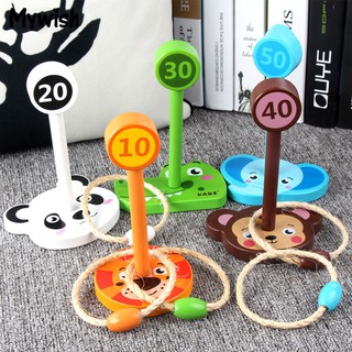 ❤⚽5Pcs/Set Wooden Animal Targets Throwing Ring Toss Game Family Toy