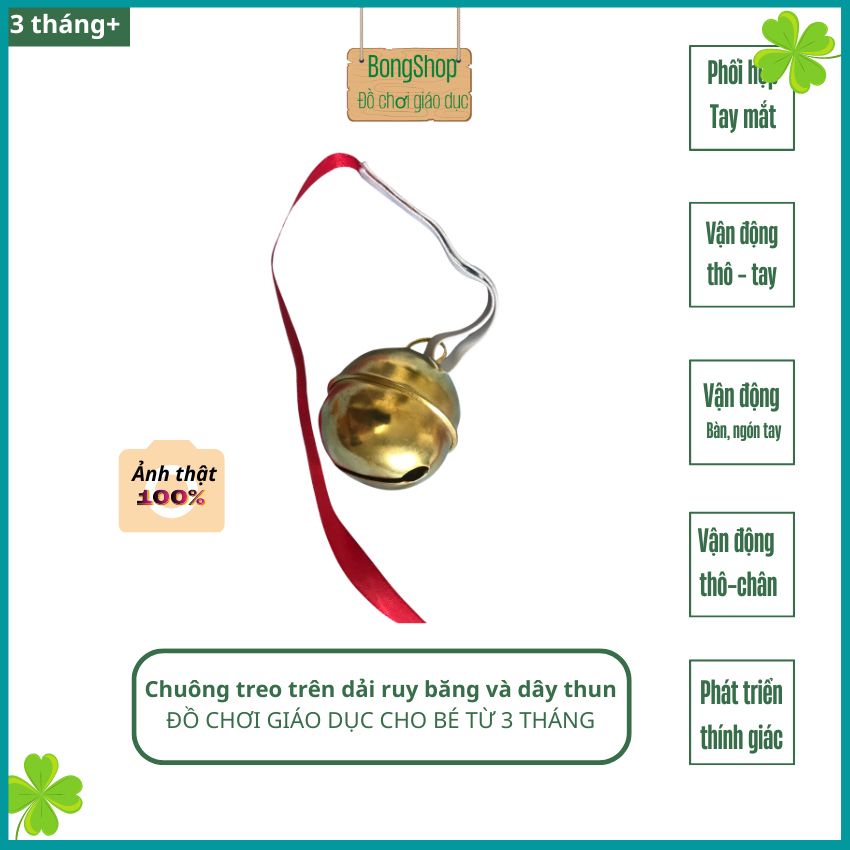 Chuông luyện tay chân, phối hợp tay mắt cho bé từ 3 tháng tuổi - đồ chơi giáo dục đầu đời BH31 Bongshop