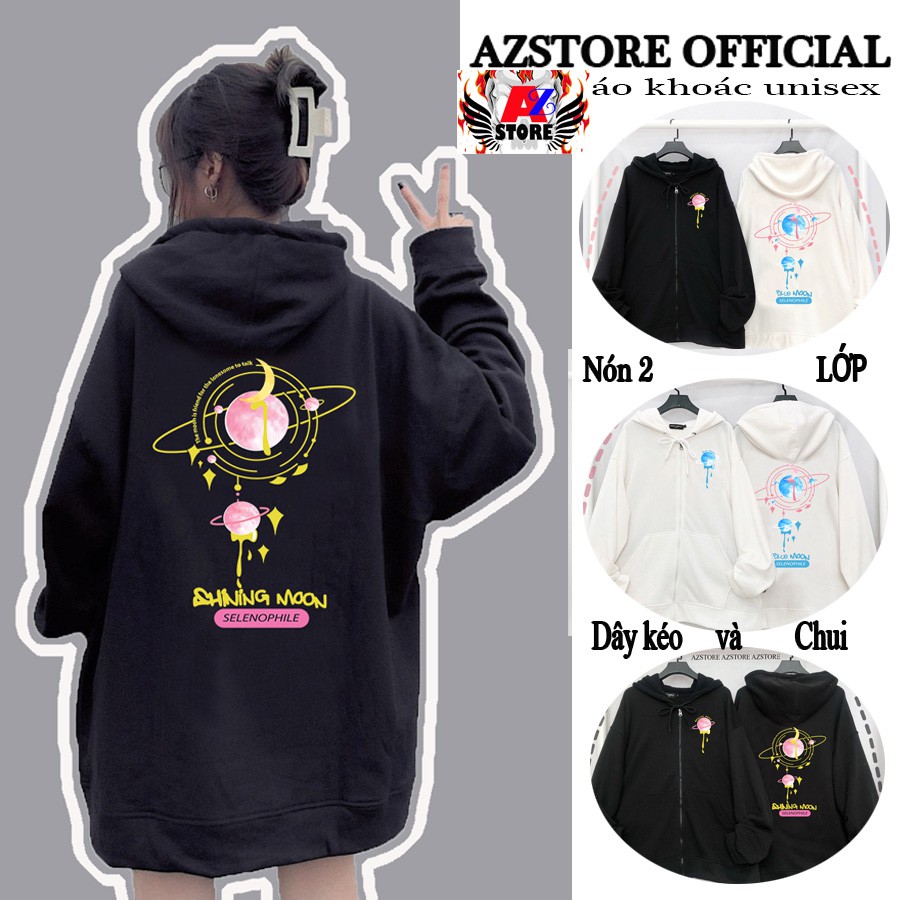 Áo khoác hoodie Dây Kéo hoặc Chui form rộng SHINING MOON Unisex ulzzang (ẢNH THẬT) (AHD003) | BigBuy360 - bigbuy360.vn