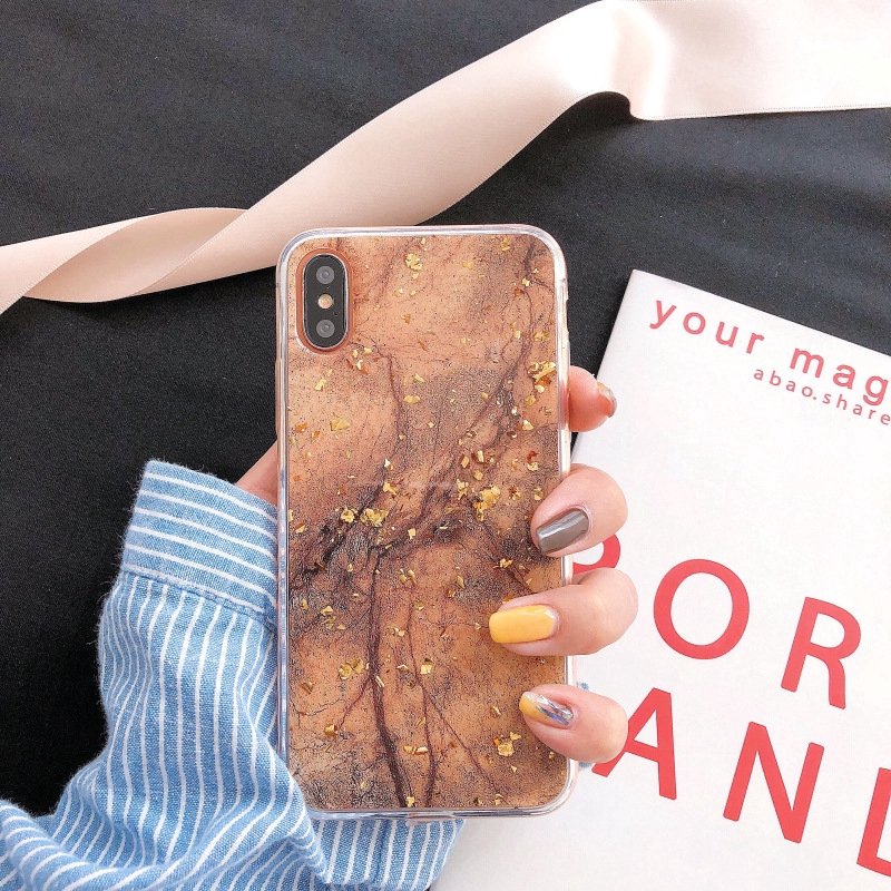 Ốp điện thoại TPU mềm họa tiết vân đá lấp lánh xinh xắn dành cho iPhone 11 6 6s 7 8 Plus X XR XS Max KT01