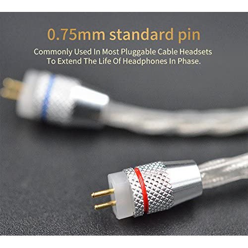 Dây nâng cấp tai nghe KZ - Braided Silver KZ Cable - Hàng chính hãng | Dây đồng mạ bạc cao cấp, đan 8 lõi, 2-pin 0.75mm