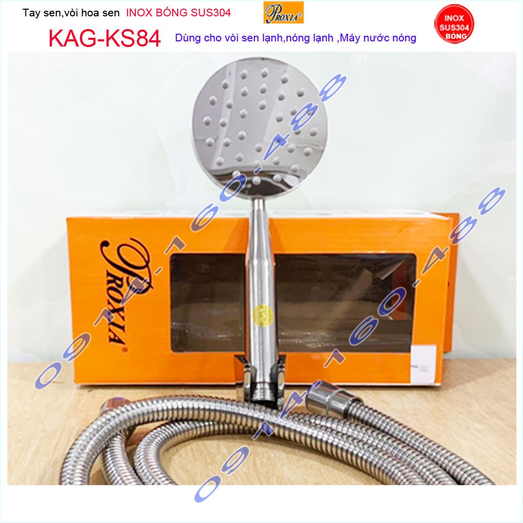 Vòi hoa sen tắm KAG-KS84 inox 304 bóng, Sales shower head 1 vòi sen +1 dây sen tắm vòi hoa sen SUS304 tia nước mạnh