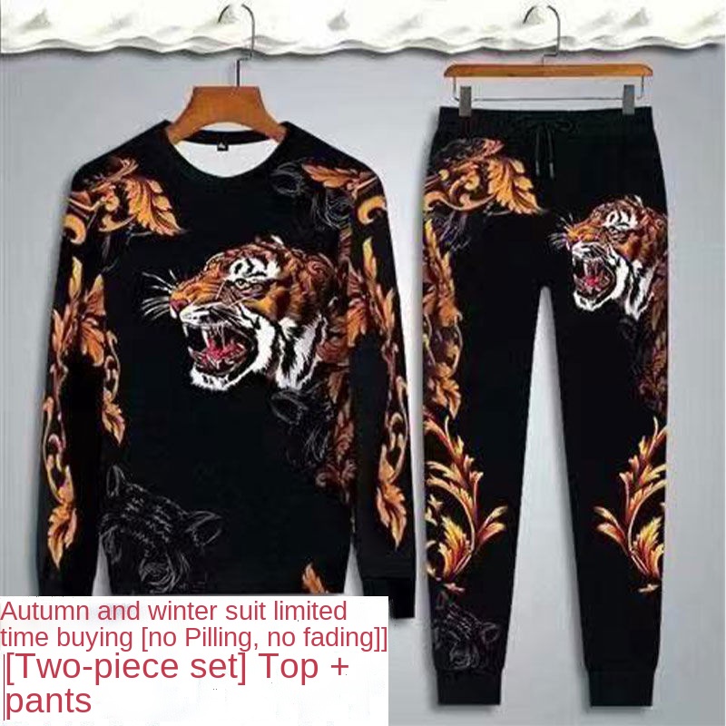 Set Đồ Hai Mảnh Áo Thun Tay Dài In Hình 3D Và Quần Dài Thời Trang Mùa Thu Cho Nam