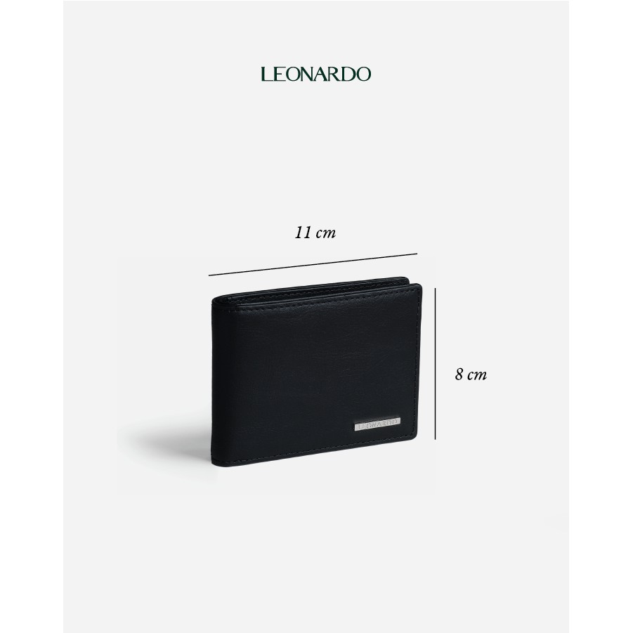 Ví Da Nam Gập Đôi (2 Dáng) Leonardo - Mini Henry Wallet - Da Switf Trơn Mềm Bền Bỉ