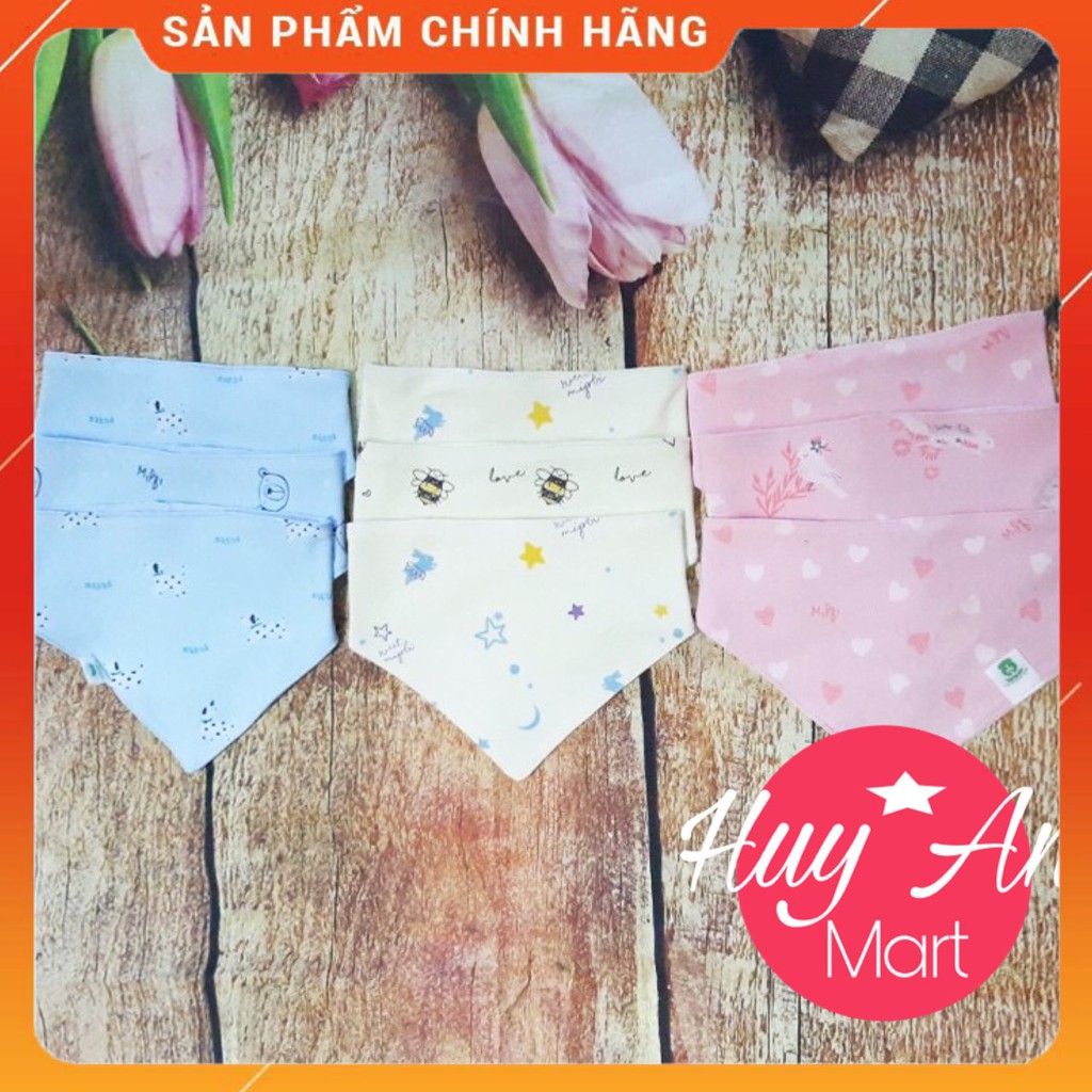 Sét 3c khăn tam giác quàng cổ sơ sinh Mipbi 100% COTONG  HÀNG CAO CẤP Khăn yếm tam giác Mipbi in hình họa tiết đẹp