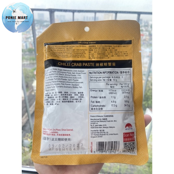 Gói gia vị Cua Sốt Ớt Singapore Lee Kum Kee 150g