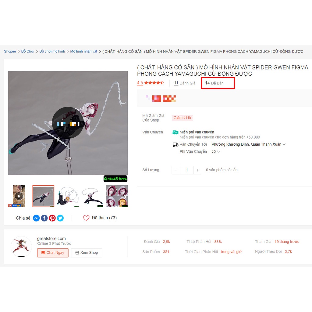 MÔ HÌNH NHÂN VẬT SPIDER GWEN FIGMA PHONG CÁCH YAMAGUCHI CỬ ĐỘNG ĐƯỢC 15cm