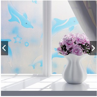 Decal giấy dán kính cá heo xanh