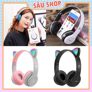 Tai Nghe Chụp Tai Bluetooth P47 P47M Tai Mèo Hỗ Trợ Khe Cắm Thẻ Nhớ - Sâu Shop