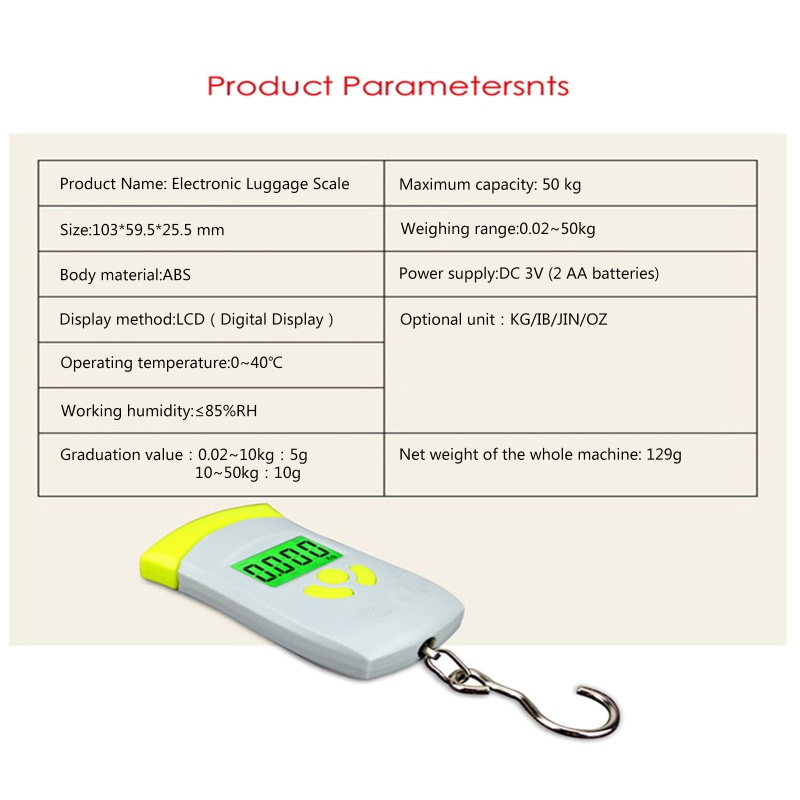 Cân Hành Lý Kỹ Thuật Số Màn Hình LCD 110 lb / 50KG