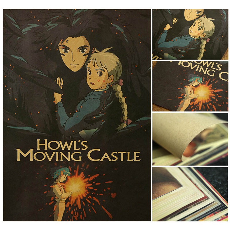 Tranh cuộn treo tường trang trí họa tiết Howl's Moving Castle