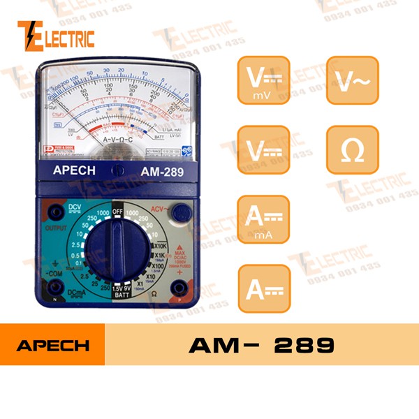 Apech Am - 289 Đồng Hồ VOM Hiển Thị Kim Đo Điện Vạn Năng Đồng Hồ Vạn Năng Apech AM - 289