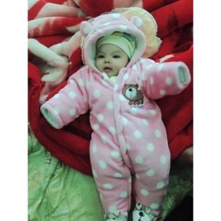 Body Bông Gấu hồng cho bé gái, Loại 1: sơ sinh 0-6 tháng