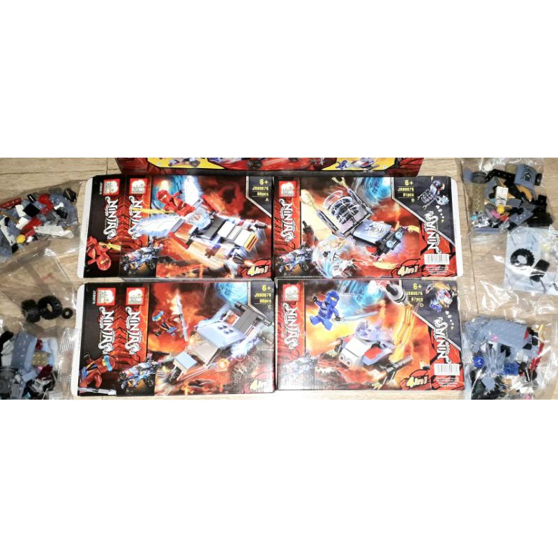 Lắp ráp 1 hộp LegoNinja Xe chiến đấu JX80076 có nhiều chi tiết bằng nhựa