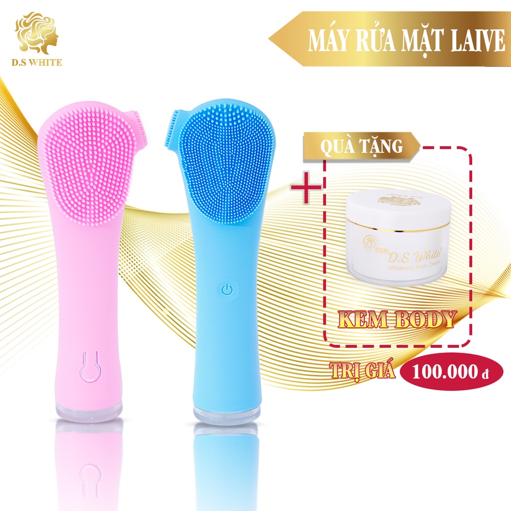Máy rửa mặt đầu silicon, máy massage mặt rung mạnh thương hiệu D.S White