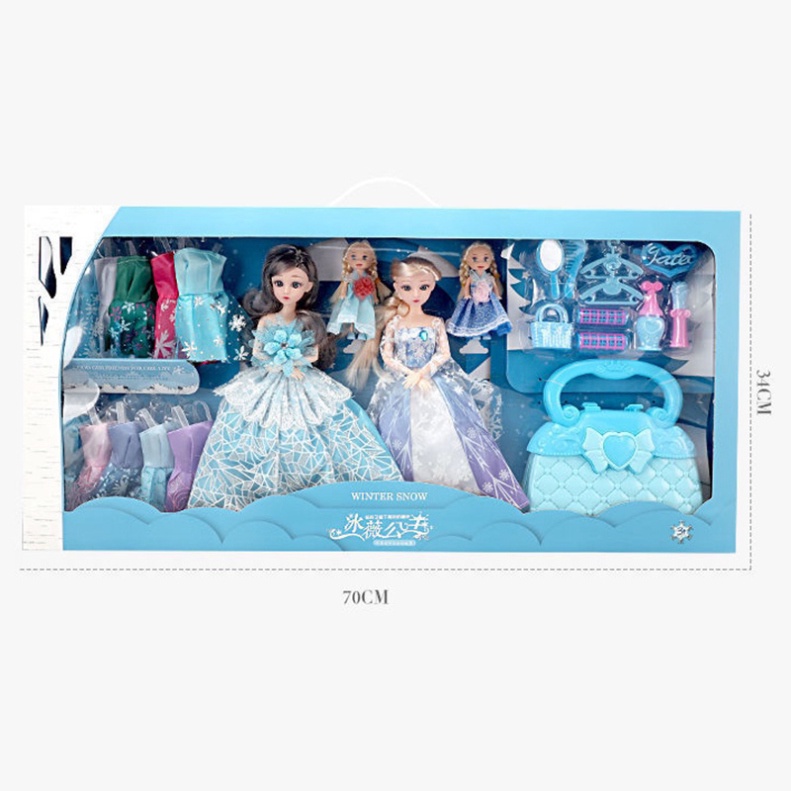 Đồ chơi bé gái, búp bê barbie hàng hiệu công chúa băng Elsa full hộp đựng quà tặng