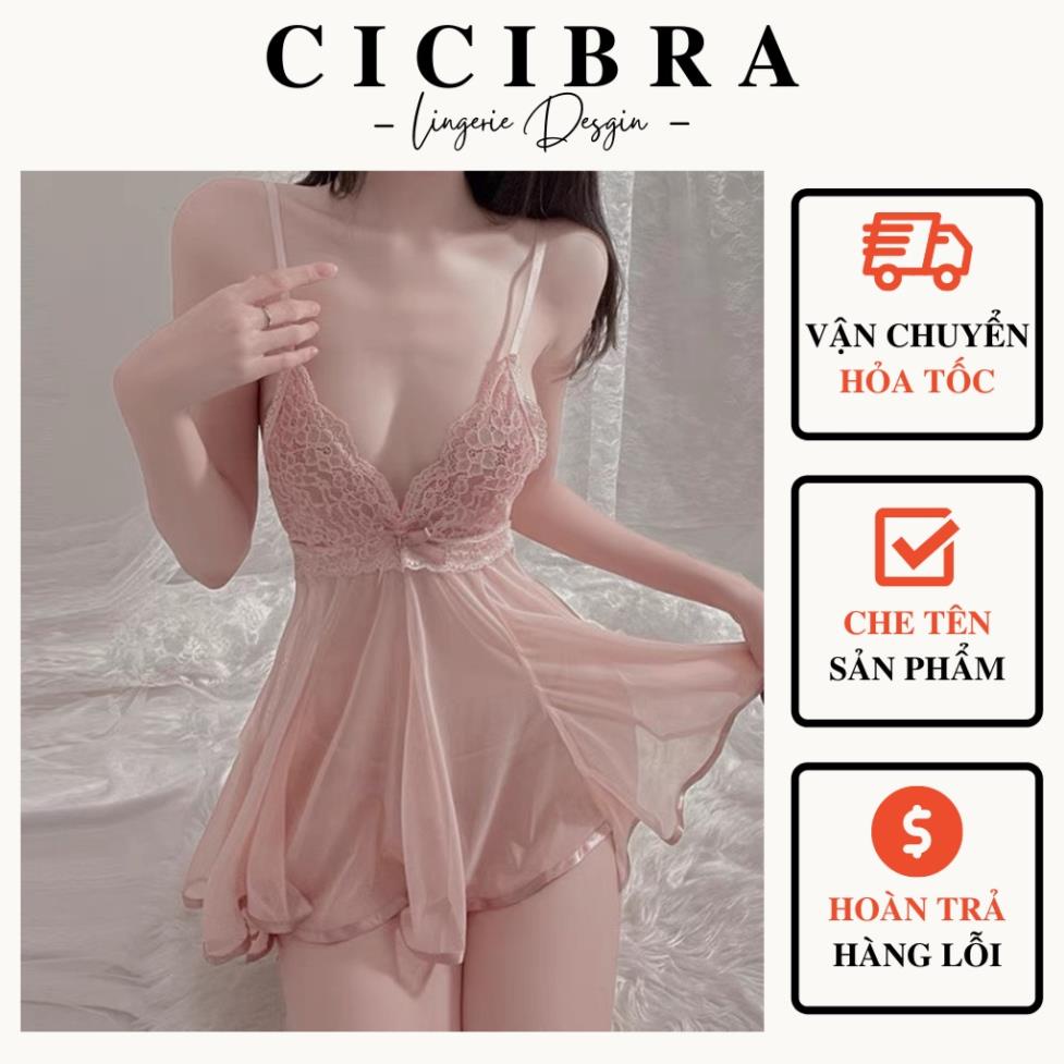 Váy ngủ voan mỏng xuyên thấu phối ren ngực siêu sexy CiCi Bra - V20 SLa
