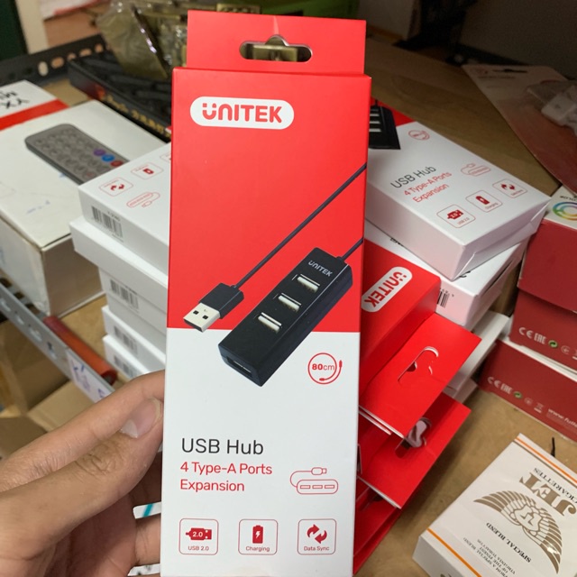 Hub USB 2.0 UNITEK 1 Ra 4 Cổng - Dây Dài 80cm UNITEK Y-2140 - Chính Hãng 100%