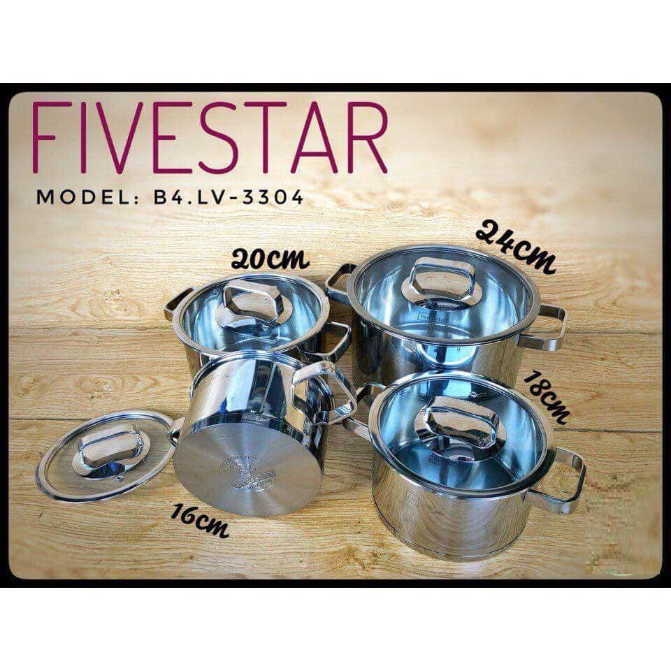 BỘ NỒI 4 MÓN FIVESTAR INOX 304