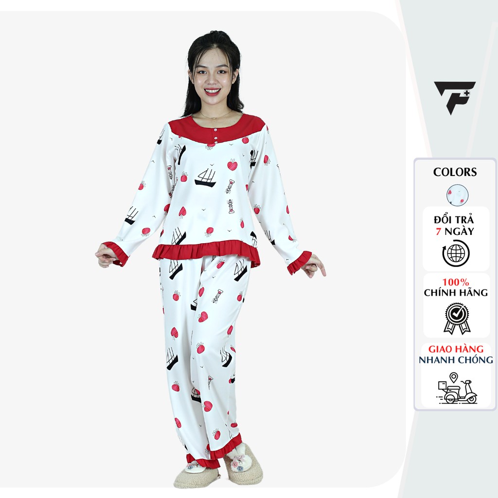 Đồ ngủ đồ bộ pijama Lụa mặc nhà tiểu thư quần dài tay dài sang chảnh FPLUS 298