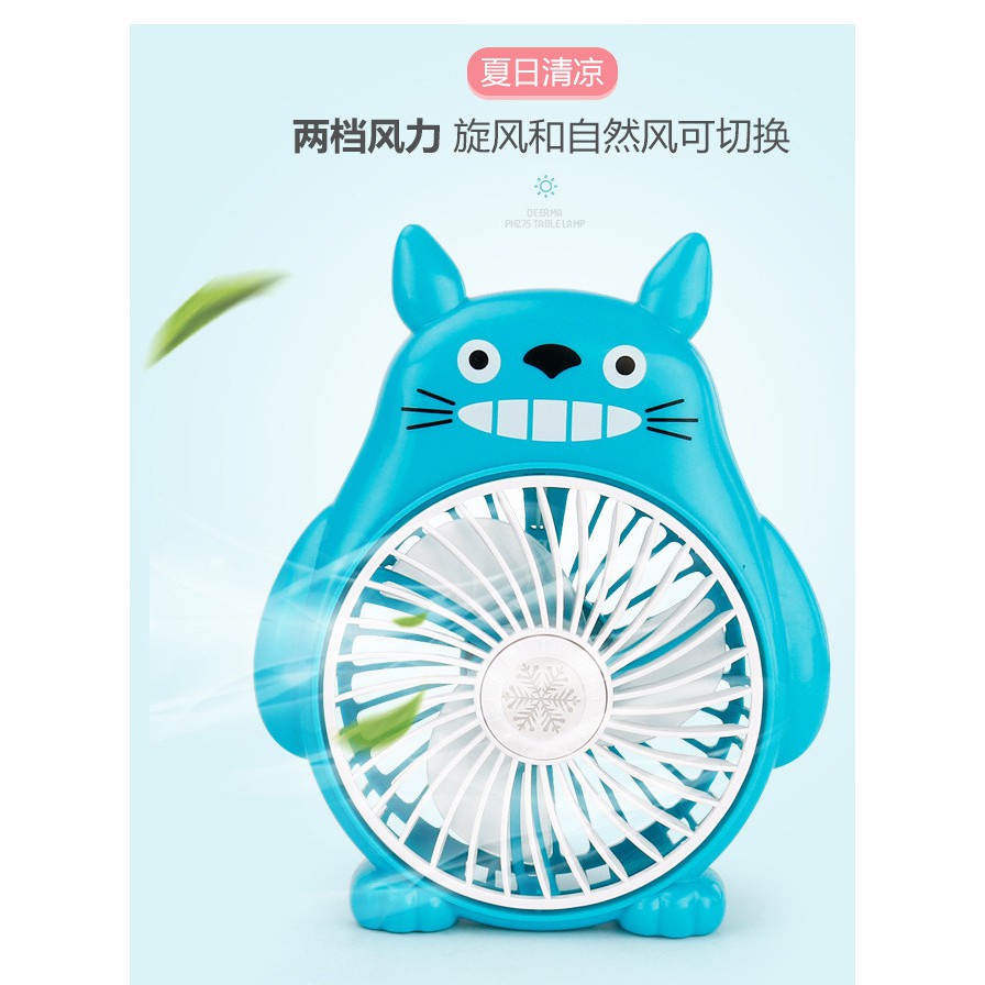 [FREESHIP] Quạt mini Hình Totoro Dùng Pin Sạc - 2 Tốc Độ Gió Siêu Mạnh - SQ1983 - Cực mát