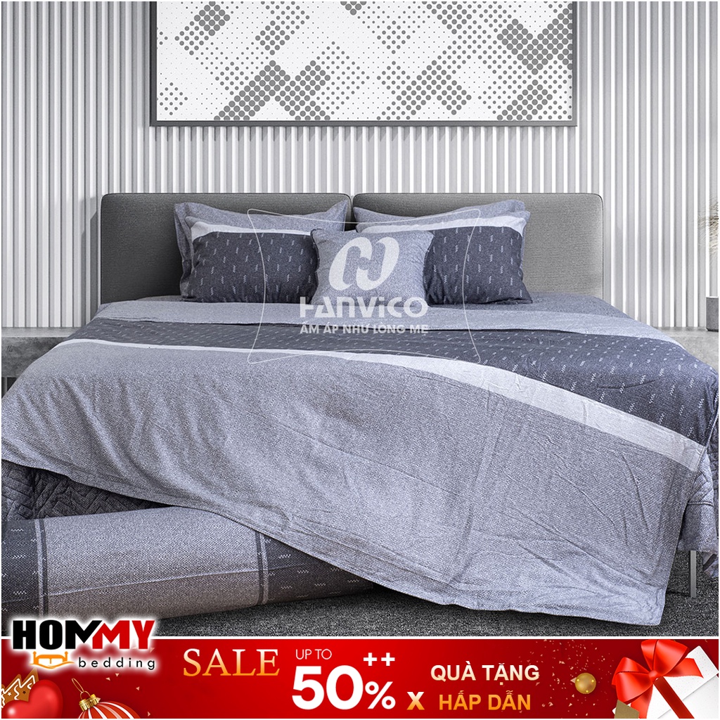🍁 Mẫu Chăn Ga Gối 🍁 Hanvico Blue Sky DLS204 vải cotton cao cấp (bán lẻ ga chun / vỏ chăn / đôi vỏ gối)
