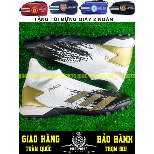 GIÀY BÓNG ĐÁ Predator 20.3 cổ trắng đen không dây SÂN CỎ NHÂN TẠO TF hàng super Thailand