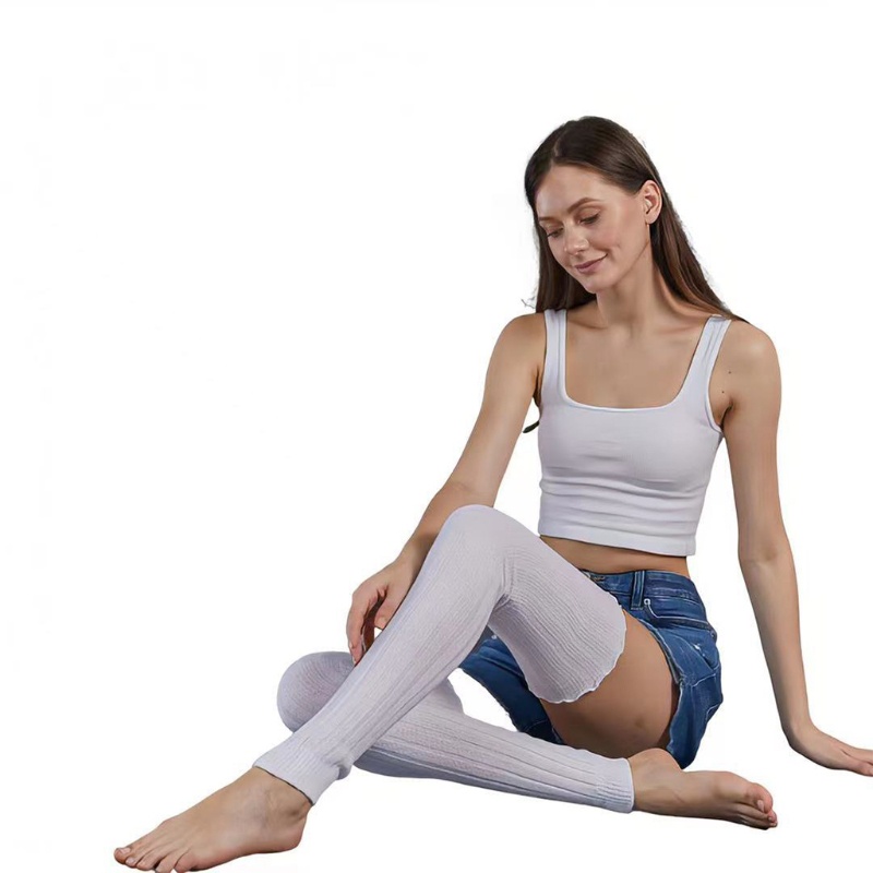 Youyo Vớ Dệt Kim Cao Qua Gối Giữ Ấm Chân Có Gân Giữ Ấm Mùa Đông Co Giãn Cực Tốt Cho Nữ Foo