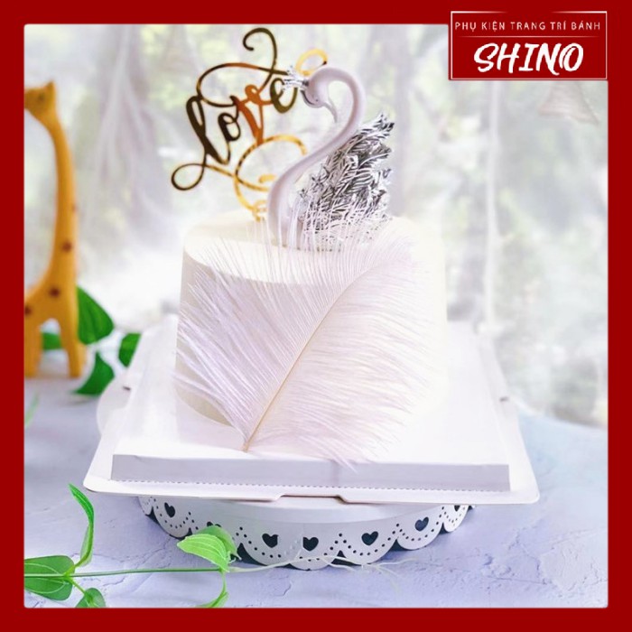 Đồ chơi đôi hạc cánh vàng trang trí bánh