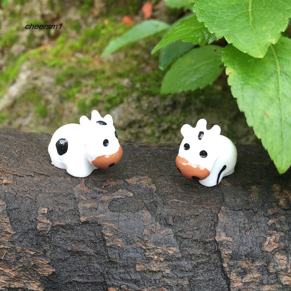Bộ 2 tượng bò sữa mini bằng resin dành cho trang trí tiểu cảnh/ vườn nhà DIY