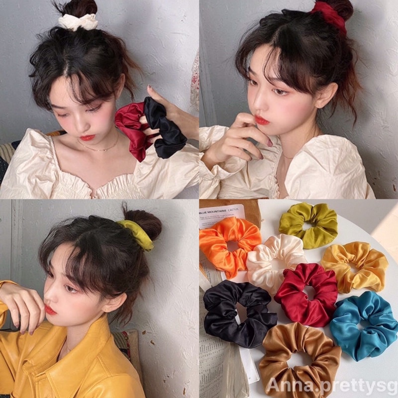 Scrunchies dây cột tóc vải trơn cao cấp xinh xinh