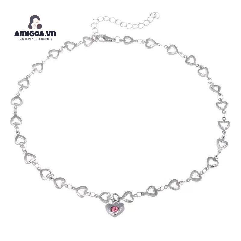 ✨✨Vòng Cổ Choker Hình Trái Tim Đôi Cánh Thiên Thần Đính Pha Lê Thanh Lịch Dành Cho Nữ