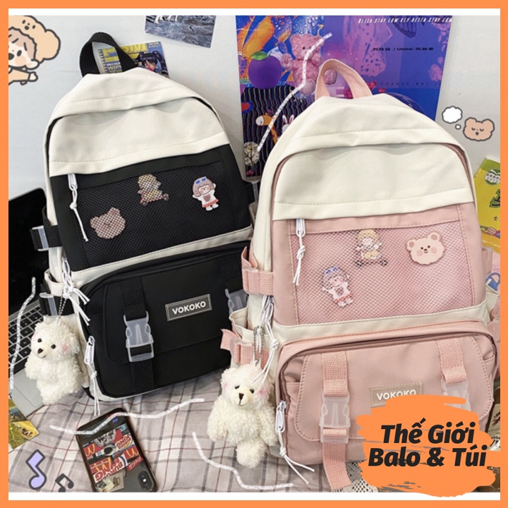 Balo cặp ulzzang basic nữ thời trang đi học đi chơi du lịch giá rẻ đựng vừa laptop canvas STYLE LƯỚI | thegioibalo