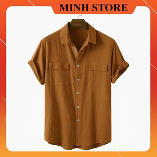 [Thanh Lý] Áo Sơ Mi ĐŨI Nam Cổ Bẻ, Áo Đũi Nam Ngắn Tay, Áo Sơ Mi Đũi Nữ vải Đũi Lụa cao cấp dày dặn, mềm mịn - MS88