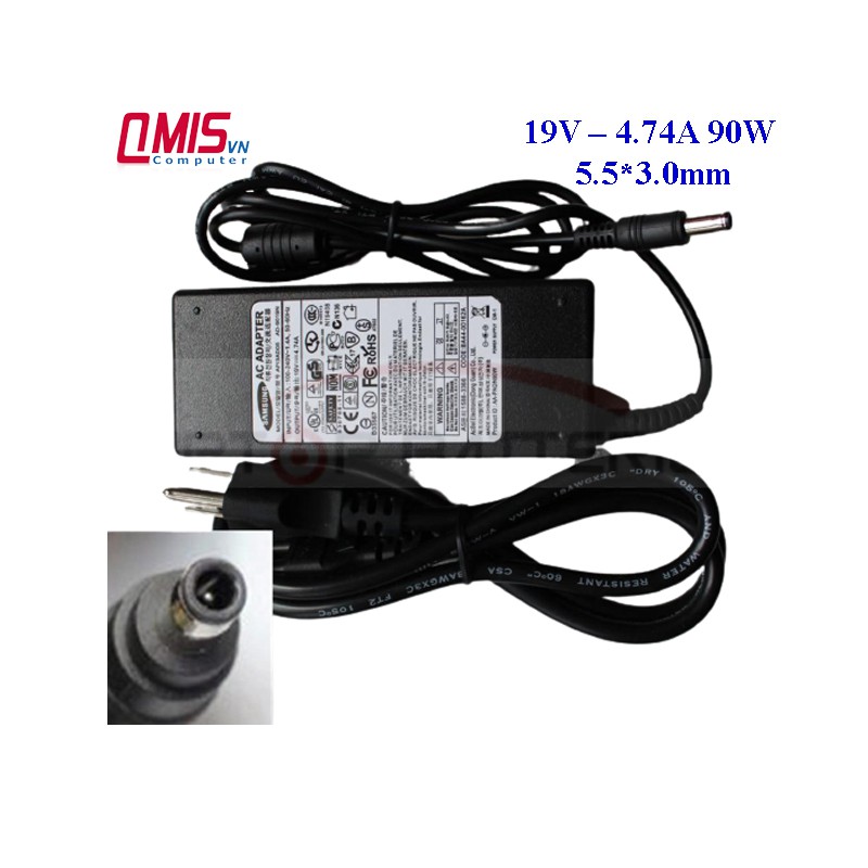 19V Sạc laptop SAMSUNG 19V-2.1A, 19V-3.16A, 19V-4.74A, 40W, 60W, 90W