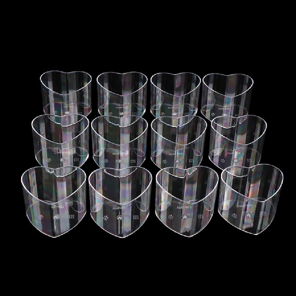Bộ 12 Cốc Nhựa Đựng Món Tráng Miệng Mini Hình Trái Tim 70ml