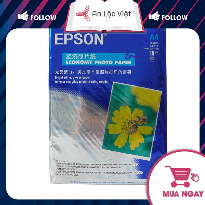 Giấy in ảnh - Giấy in màu khổ A4 EPSON 130 gsm - 230 gsm