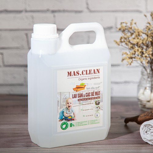 Nước lau sàn hữu cơ Mas.Clean tinh dầu Quế đuổi muỗi và côn trùng - can 3.8L