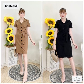Đầm somi cúc to kèm dây eo - d1846