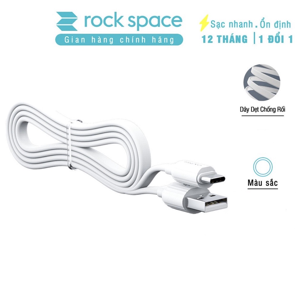 Dây cáp sạc iPhone chính hãng Rockspace S5 sạc nhanh không nóng máy bảo hành 1 năm 1 đổi 1