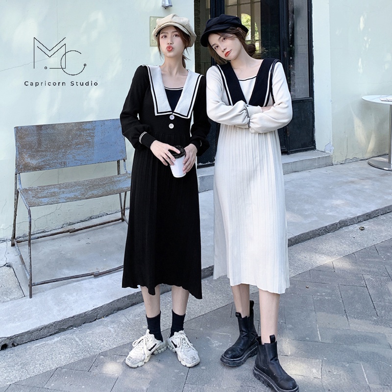 Váy/ Đầm dệt kim đôi cho những cô bạn thân thiết kế đơn giản thanh lịch cho mùa thu đông 2021 [MinC.Studio - MCV030]