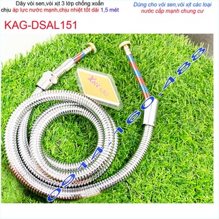 Dây sen chịu nhiệt chịu áp KAG-DSAP151, dây vòi tắm hoa sen- vòi xịt vệ sinh 1.5m chống xoắn chịu áp chịu nhiệt siêu bền