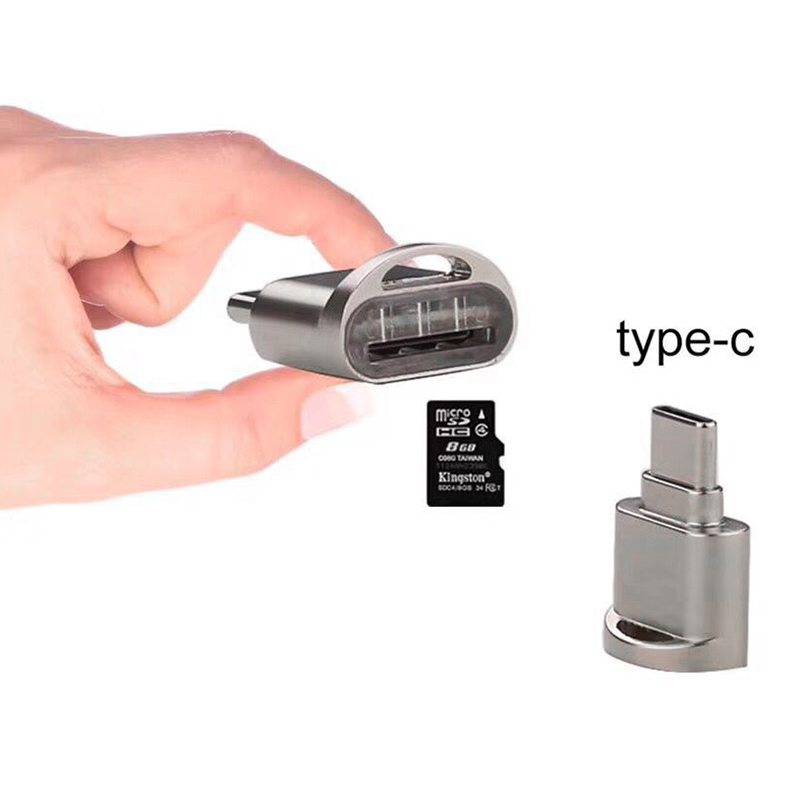 Đầu Đọc Thẻ Nhớ Micro Sd Cổng Type-C Bằng Kim Loại Có Chuỗi Dây Chống Lạc Mất Tiện Lợi