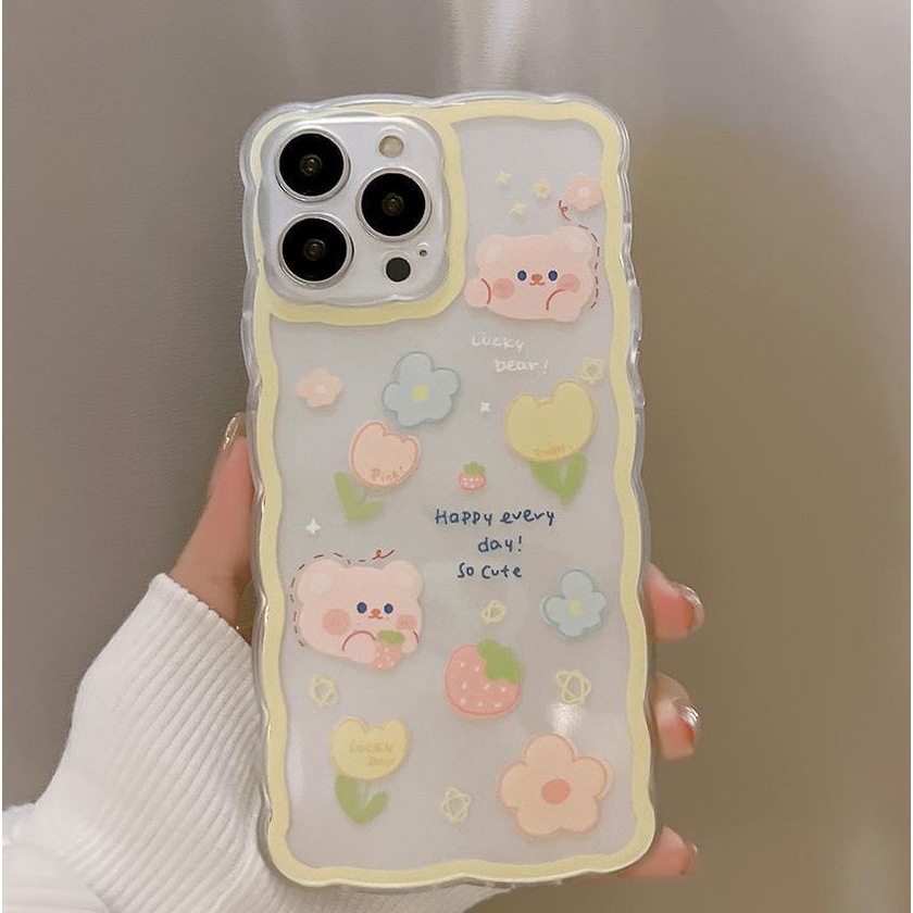 Ốp lưng IPhone trong lượn sóng Lucky Bear 6/6s/6plus/6splus/7/7plus/8/8plus/xs/11/12/13/14/pro/max/plus/promax TLS29